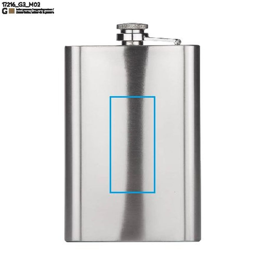 NEVIS – flasque 240 ml: Zone de marquage arrière · Gravure laser