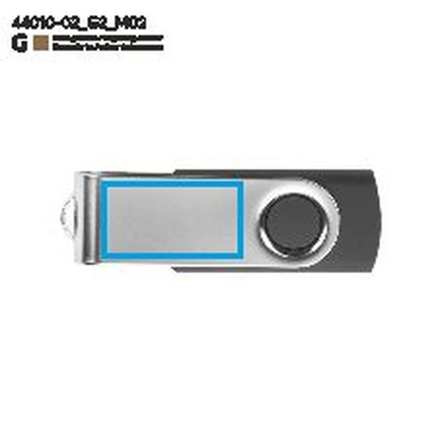 Clé USB TWISTER de 4 Go: Zone de marquage arrière · Gravure laser