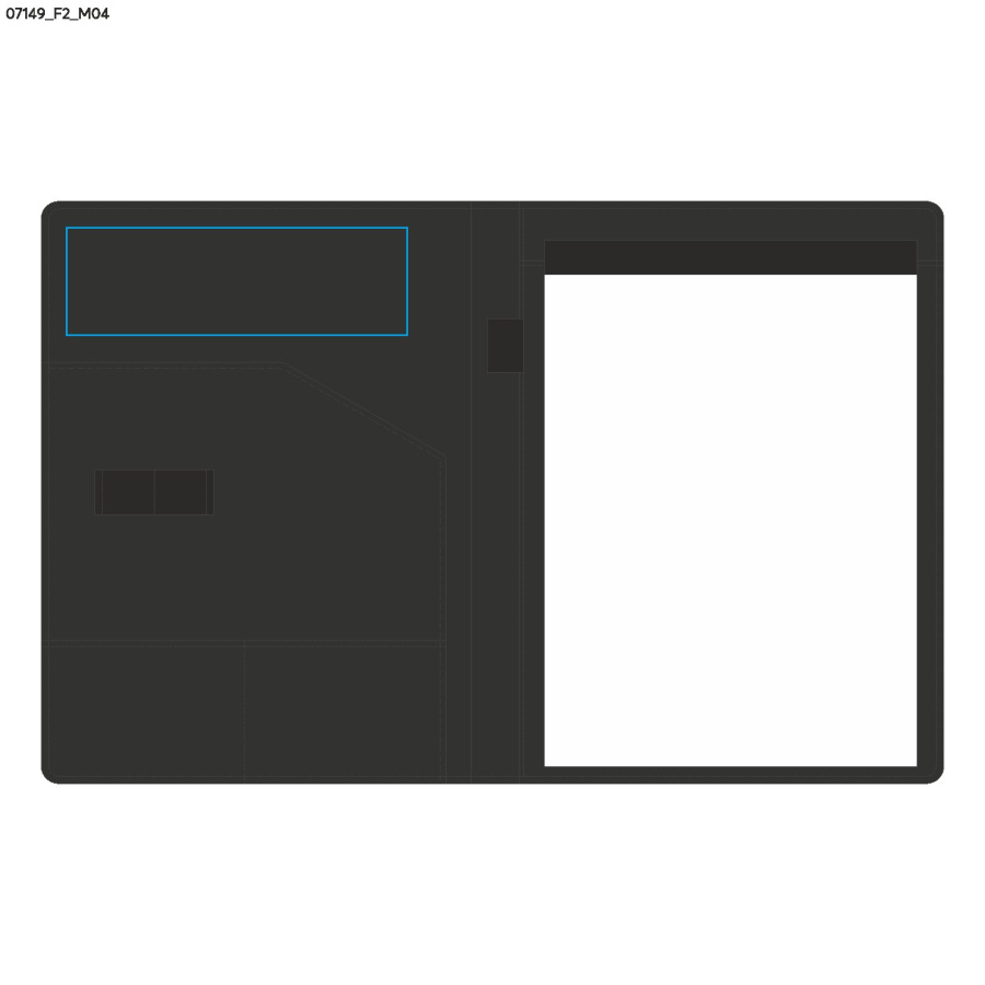 HOOK – porte-documents A4: Zone de marquage center · Transfert sérigraphique