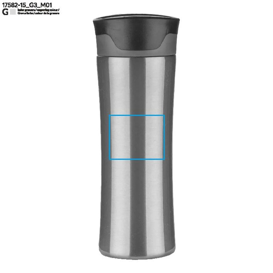 Mug de voyage ARCTIC de 400 ml: Zone de marquage avant · Gravure laser