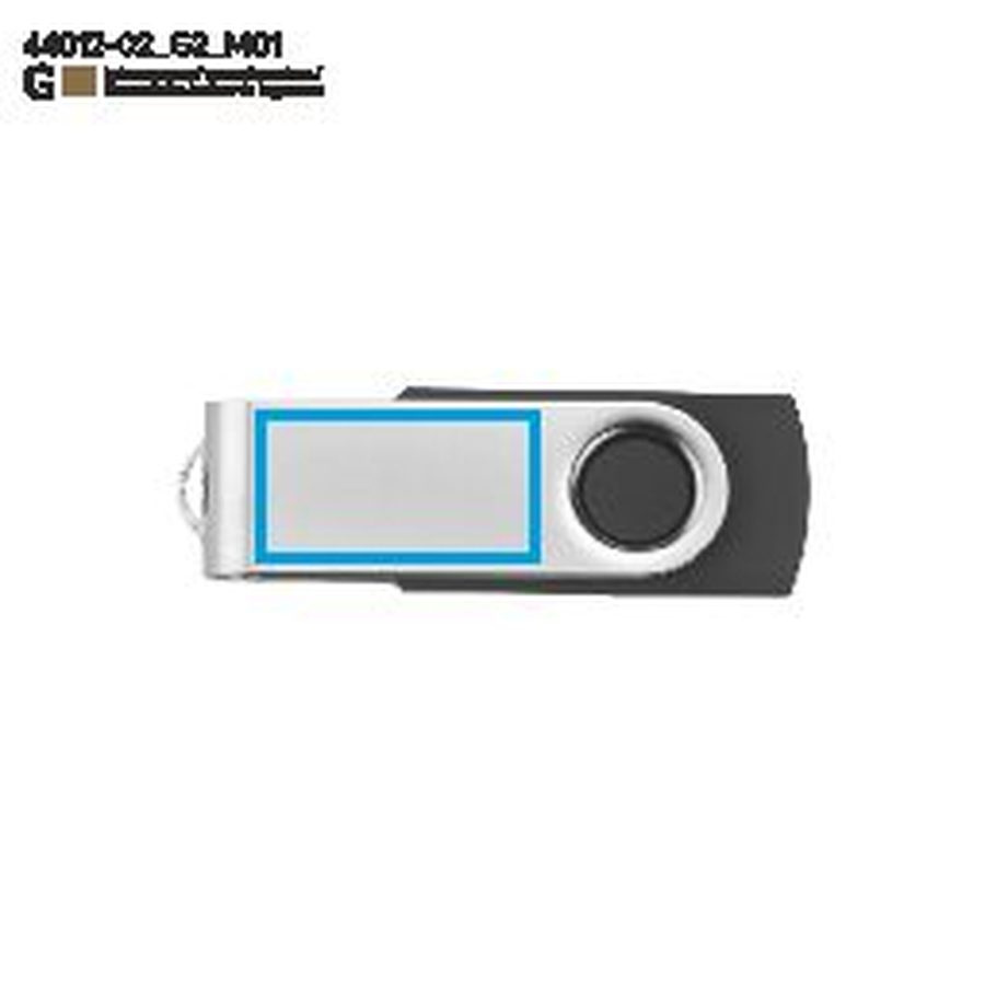 Clé USB TWISTER de 16 Go: Zone de marquage avant · Gravure laser