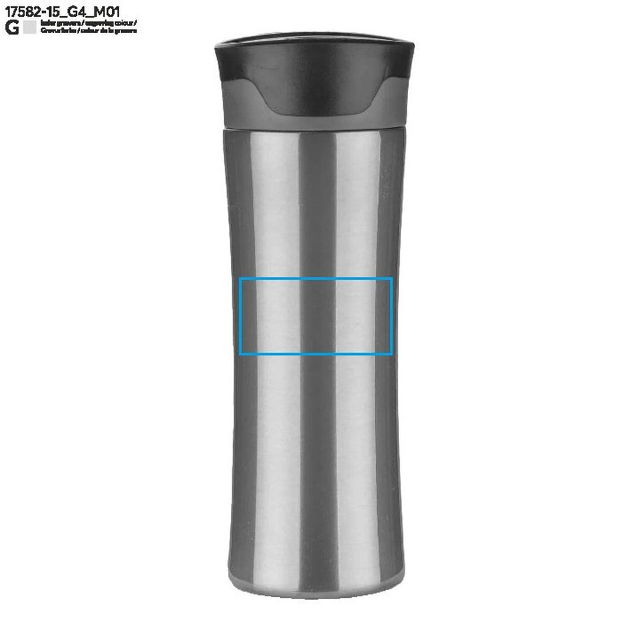 Mug de voyage ARCTIC de 400 ml: Zone de marquage avant · Gravure laser