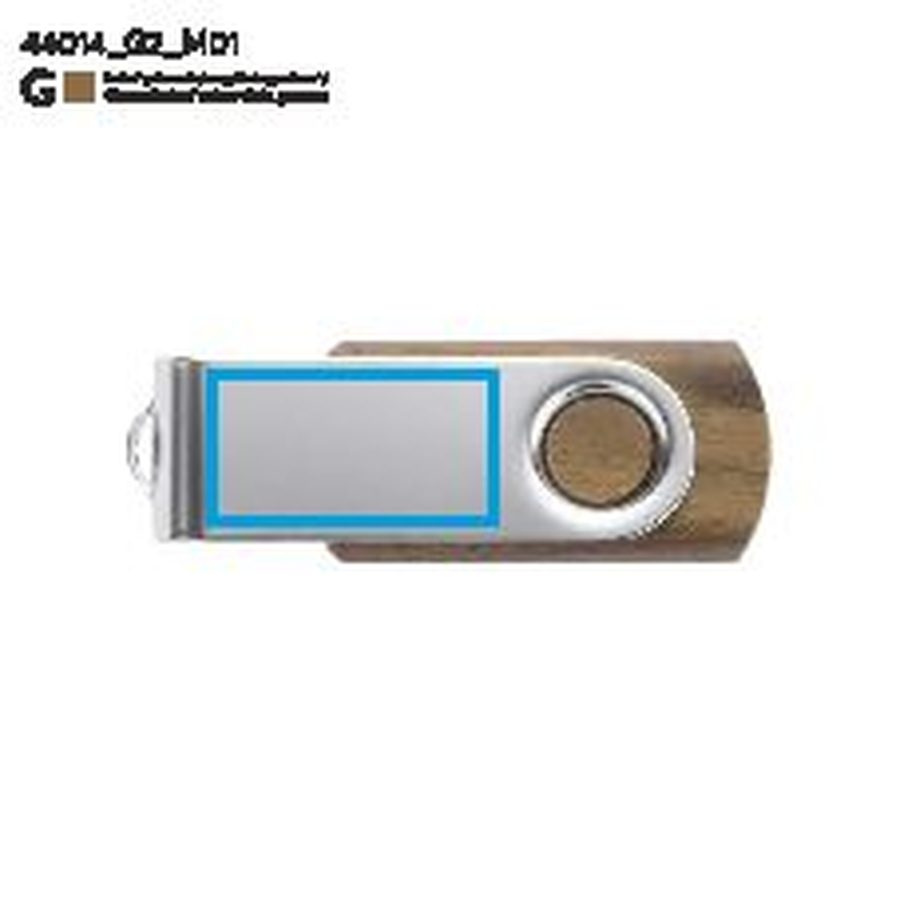 TWISTER WALNUT – clé USB 8 GB: Zone de marquage avant · Gravure laser