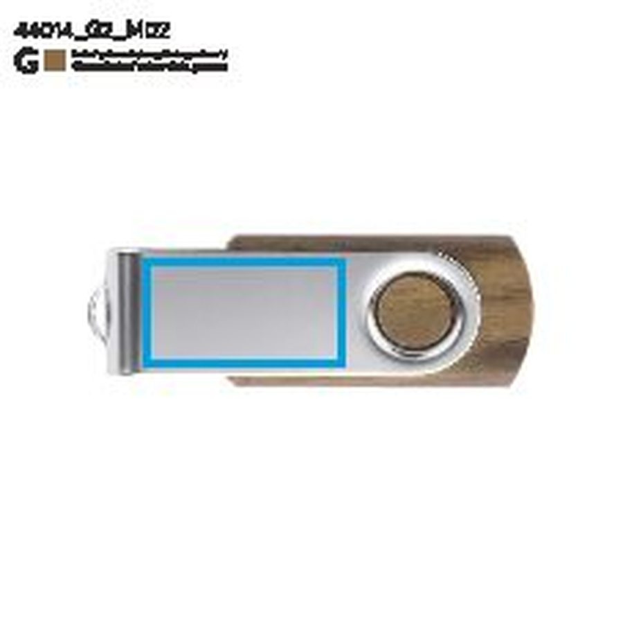 TWISTER WALNUT – clé USB 8 GB: Zone de marquage arrière · Gravure laser