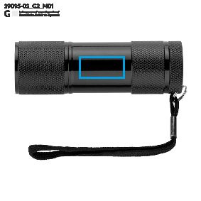 Lampe de poche RAY: Zone de marquage avant · Gravure laser