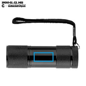 Lampe de poche RAY: Zone de marquage arrière · Gravure laser