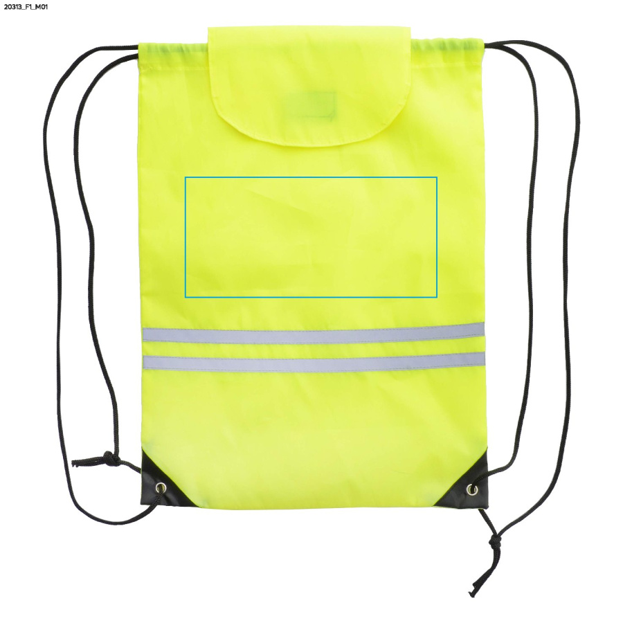 Sac réfléchissant à cordons REFLECT: Zone de marquage avant · Transfert sérigraphique