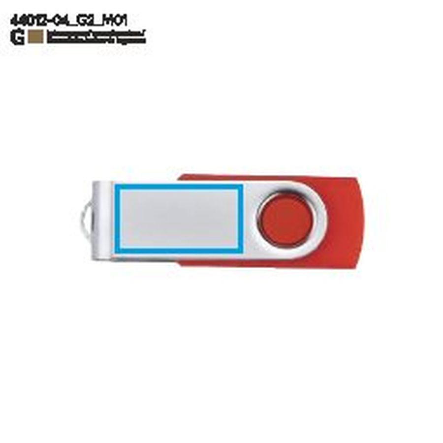 Clé USB TWISTER de 16 Go: Zone de marquage avant · Gravure laser