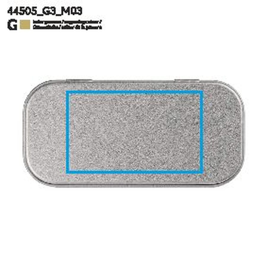 Небольшая жестяная коробка для больших USB-флешек (с вставкой).: Print area top · Laser engraving