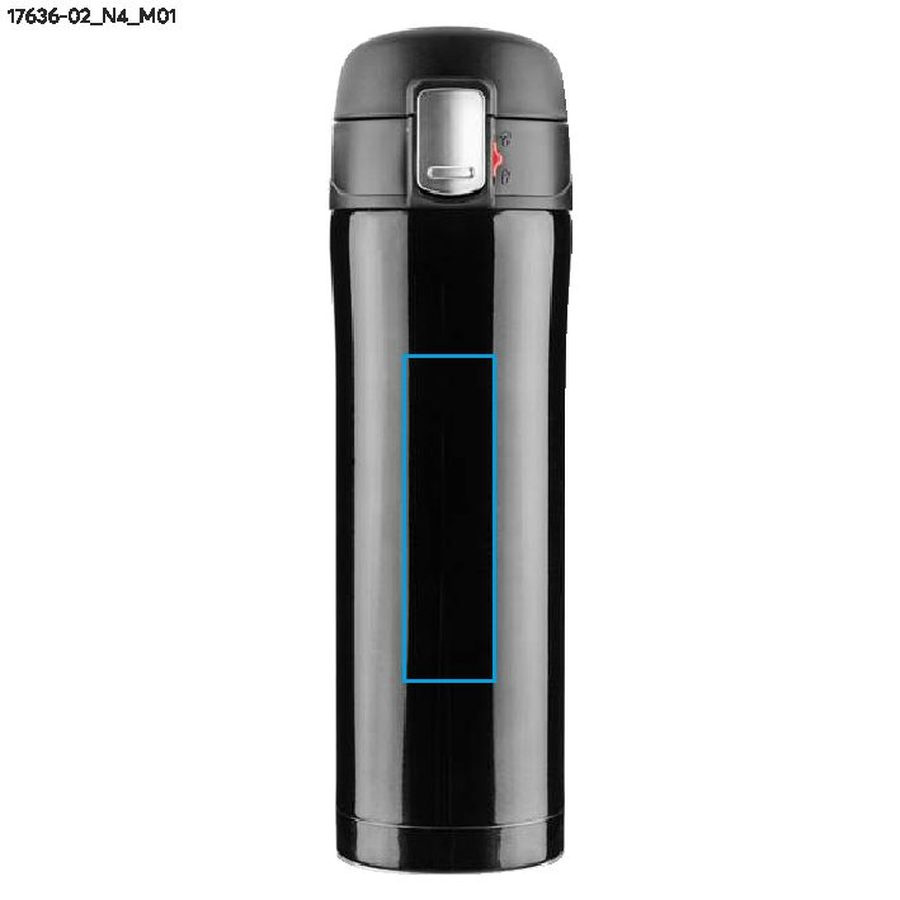 Mug de voyage LOCK de 440 ml: Zone de marquage avant · Tampographie