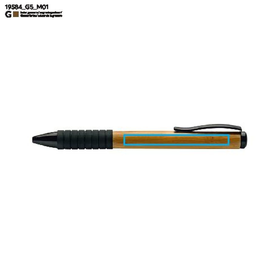 RUB – stylo à bille en bambou: Zone de marquage avant · Gravure laser