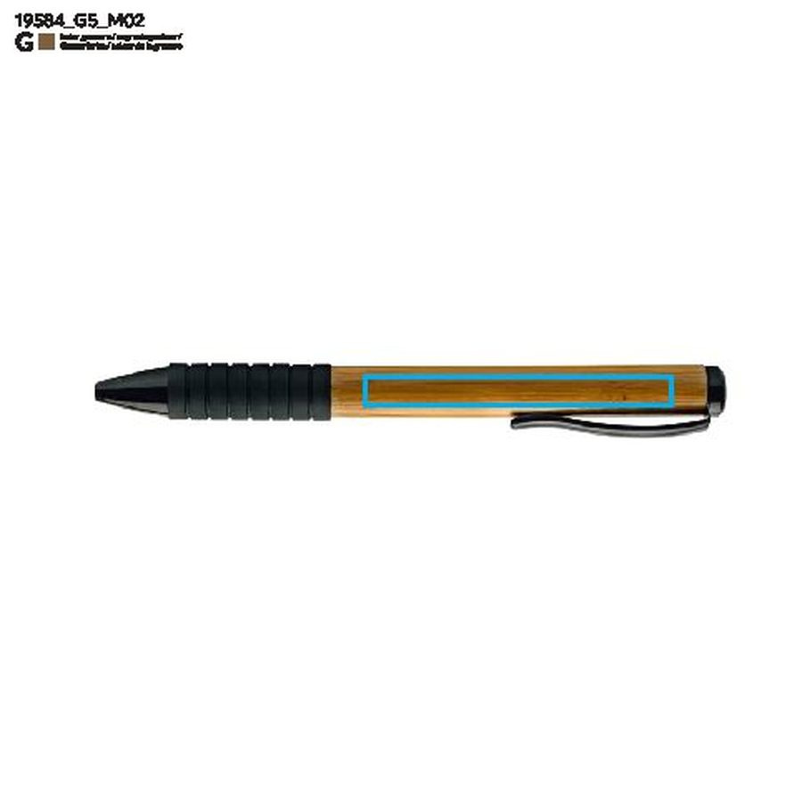 RUB – stylo à bille en bambou: Zone de marquage arrière · Gravure laser