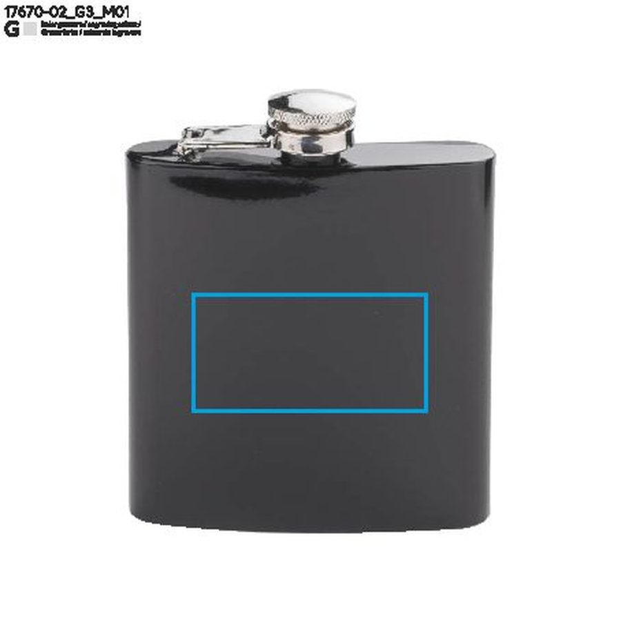 MORAY – flasque 180 ml: Zone de marquage avant · Gravure laser