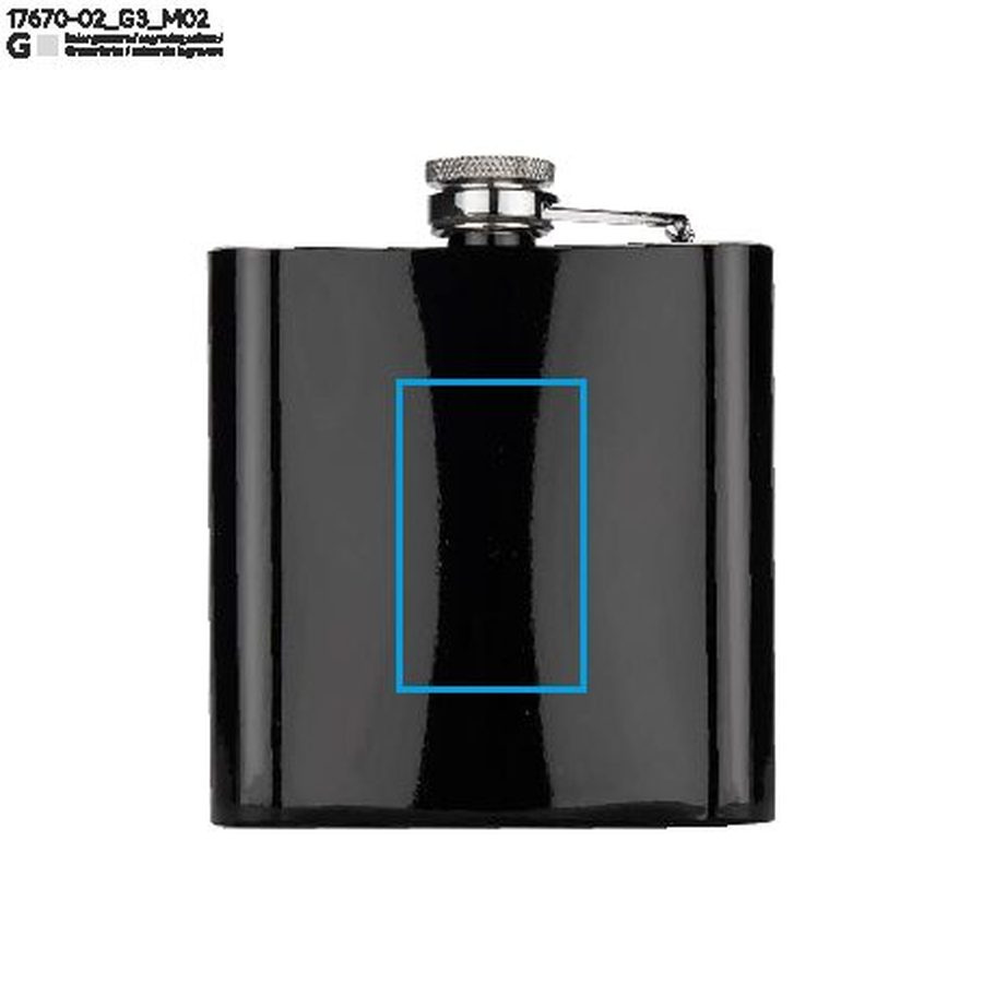 MORAY – flasque 180 ml: Zone de marquage arrière · Gravure laser