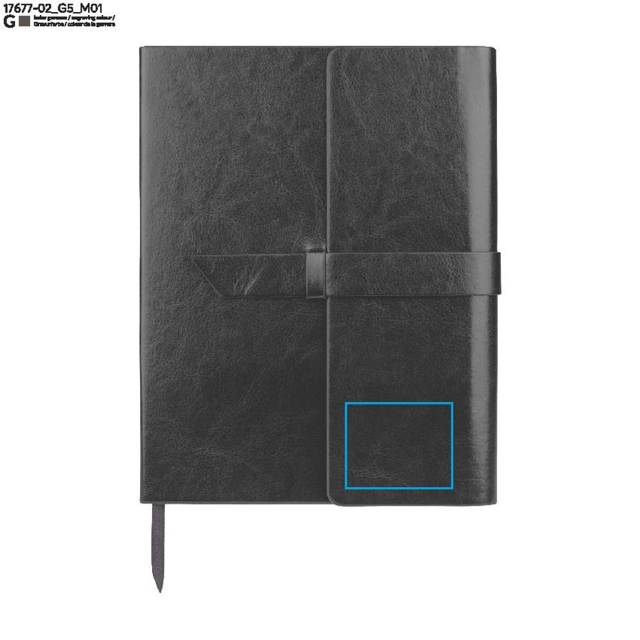 VASCO – carnet A5: Zone de marquage avant · Gravure laser