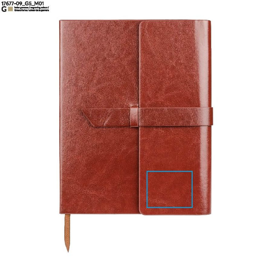 VASCO – carnet A5: Zone de marquage avant · Gravure laser