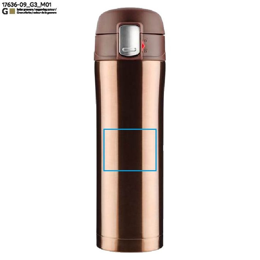 Mug de voyage LOCK de 440 ml: Zone de marquage avant · Gravure laser