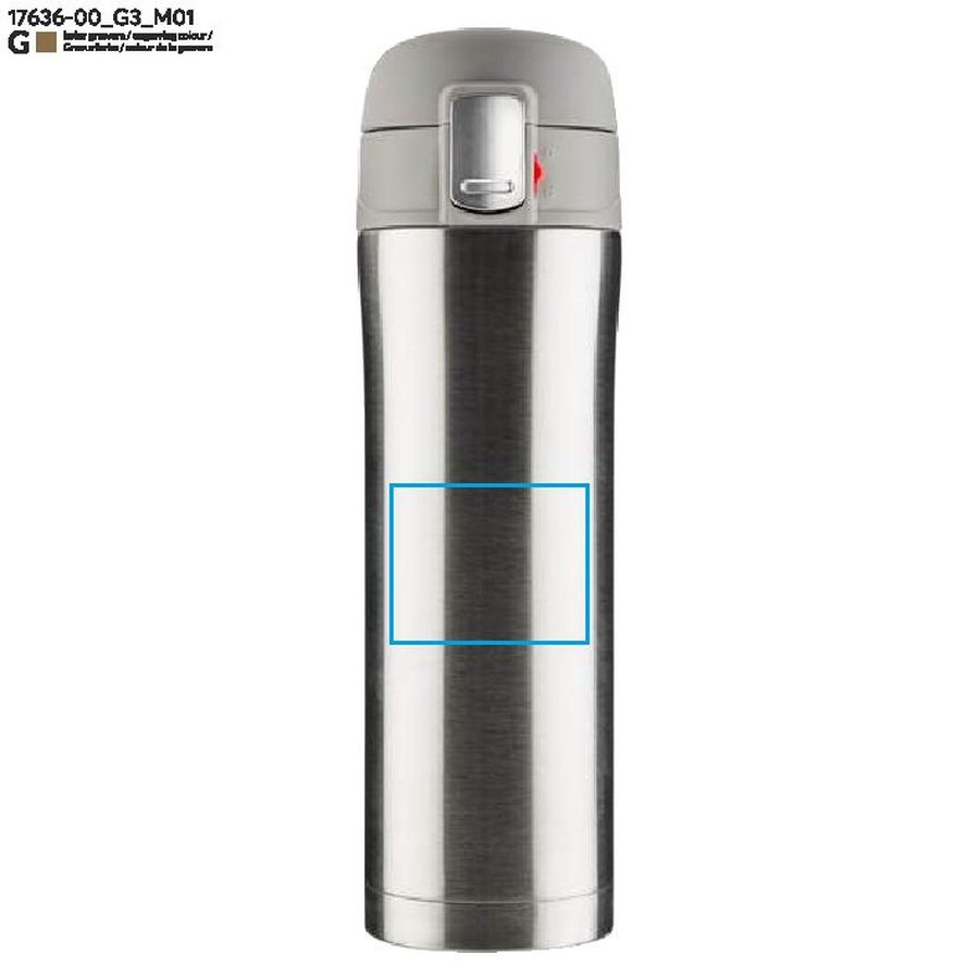 Mug de voyage LOCK de 440 ml: Zone de marquage avant · Gravure laser