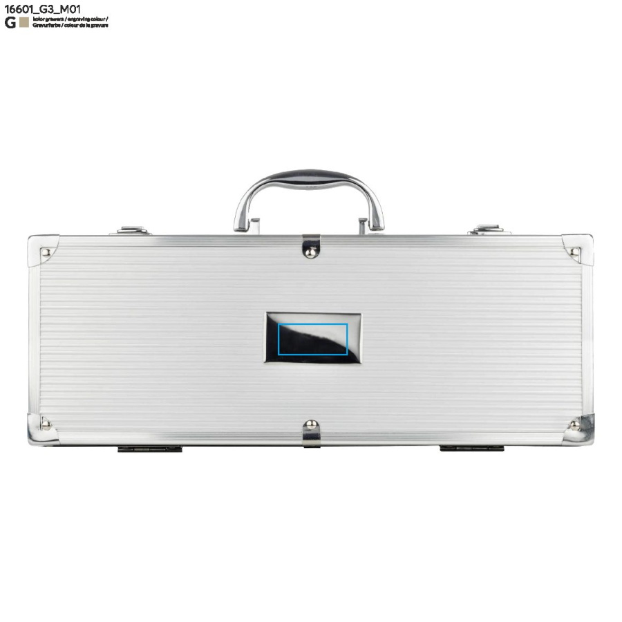 VISS – set de barbecue: Zone de marquage avant · Gravure laser