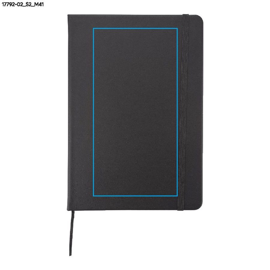 Piezīmju grāmatiņa ar pildspalvu un atslēgu piekariņu komplektu PROBIZ A5: Print area notebook - front · Screen printing