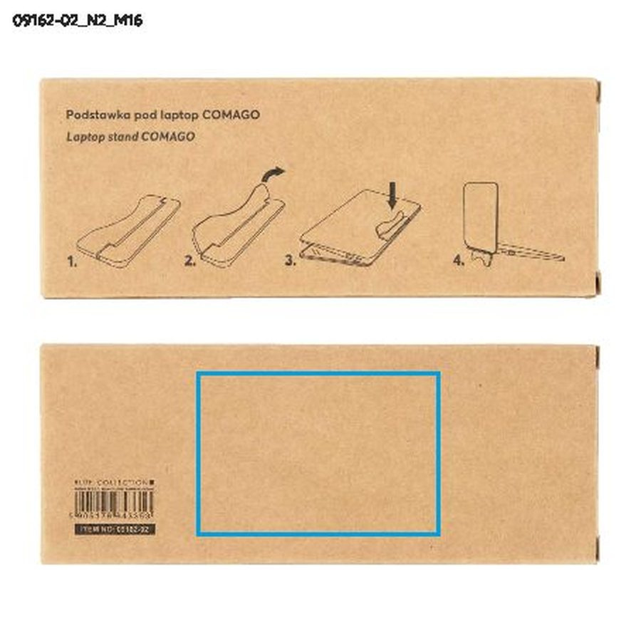 COMAGO – support pour ordinateur portable: Zone de marquage box · Tampographie