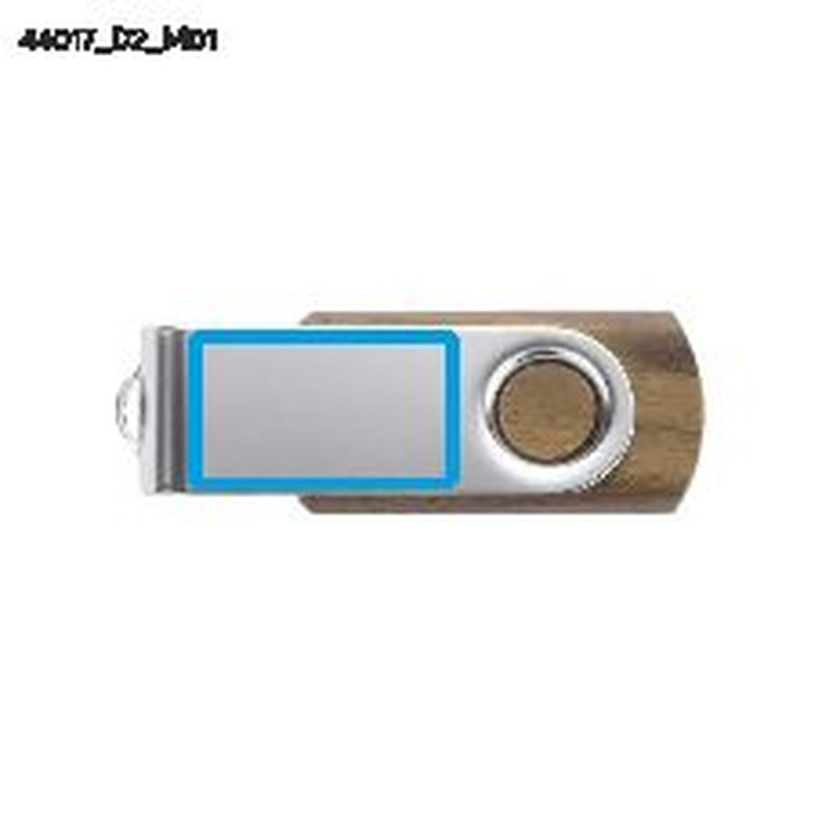 TWISTER WALNUT – clé USB 16 GB: Zone de marquage avant · Doming (résinage)