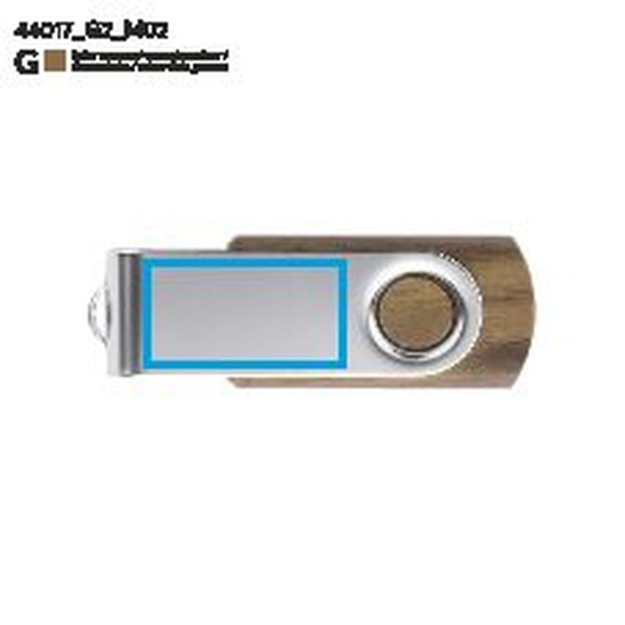 TWISTER WALNUT – clé USB 16 GB: Zone de marquage arrière · Gravure laser