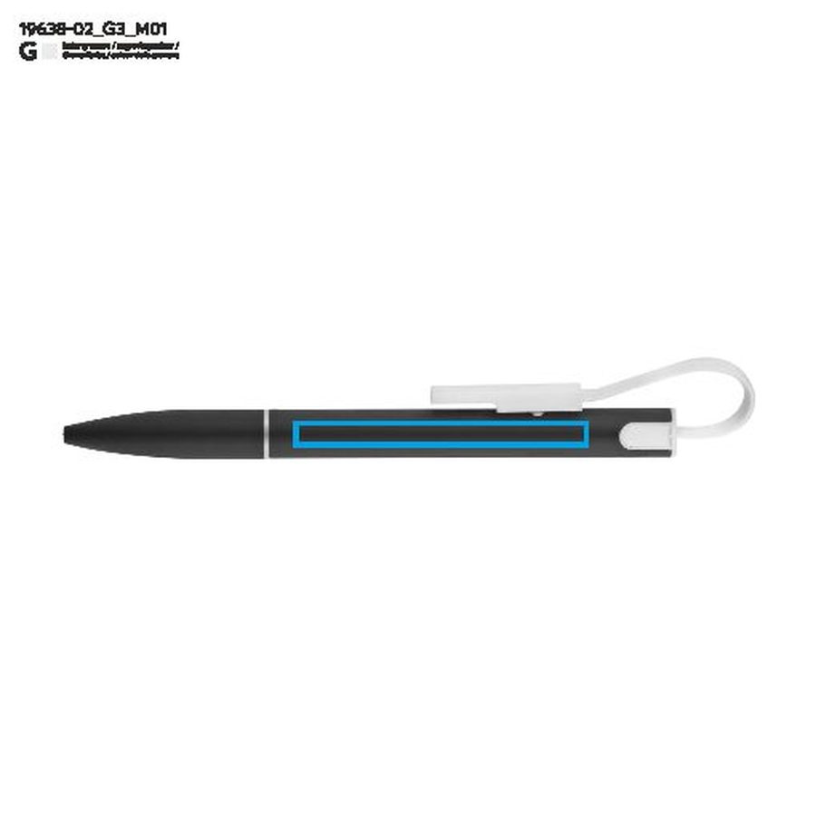 CHARGE – stylo-bille avec câble USB: Zone de marquage avant · Gravure laser