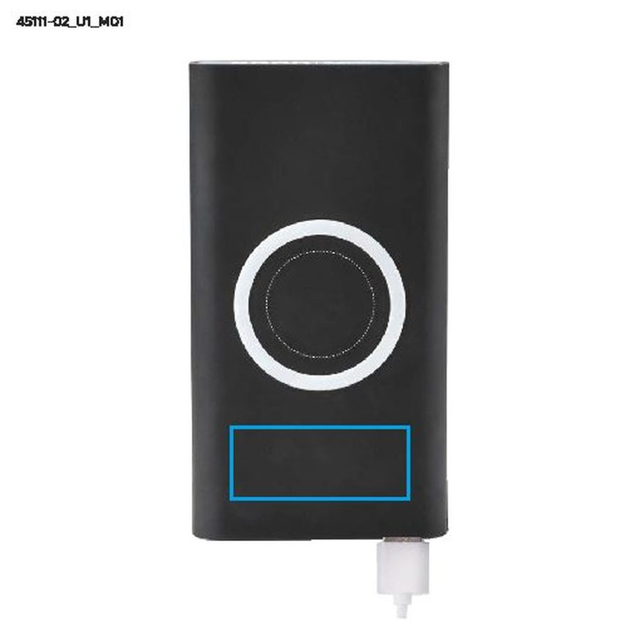 Powerbank DOUBLE, 8000 mAh: Obszar znakowania z przodu · Druk UV