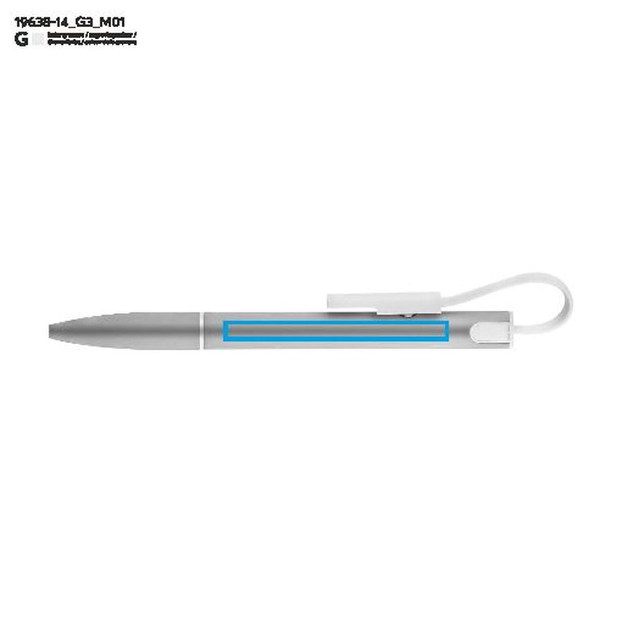 CHARGE – stylo-bille avec câble USB: Zone de marquage avant · Gravure laser
