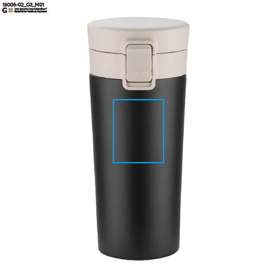 Kubek podróżny STAR, 350 ml: Pole znakowania z przodu · Grawerowanie laserowe
