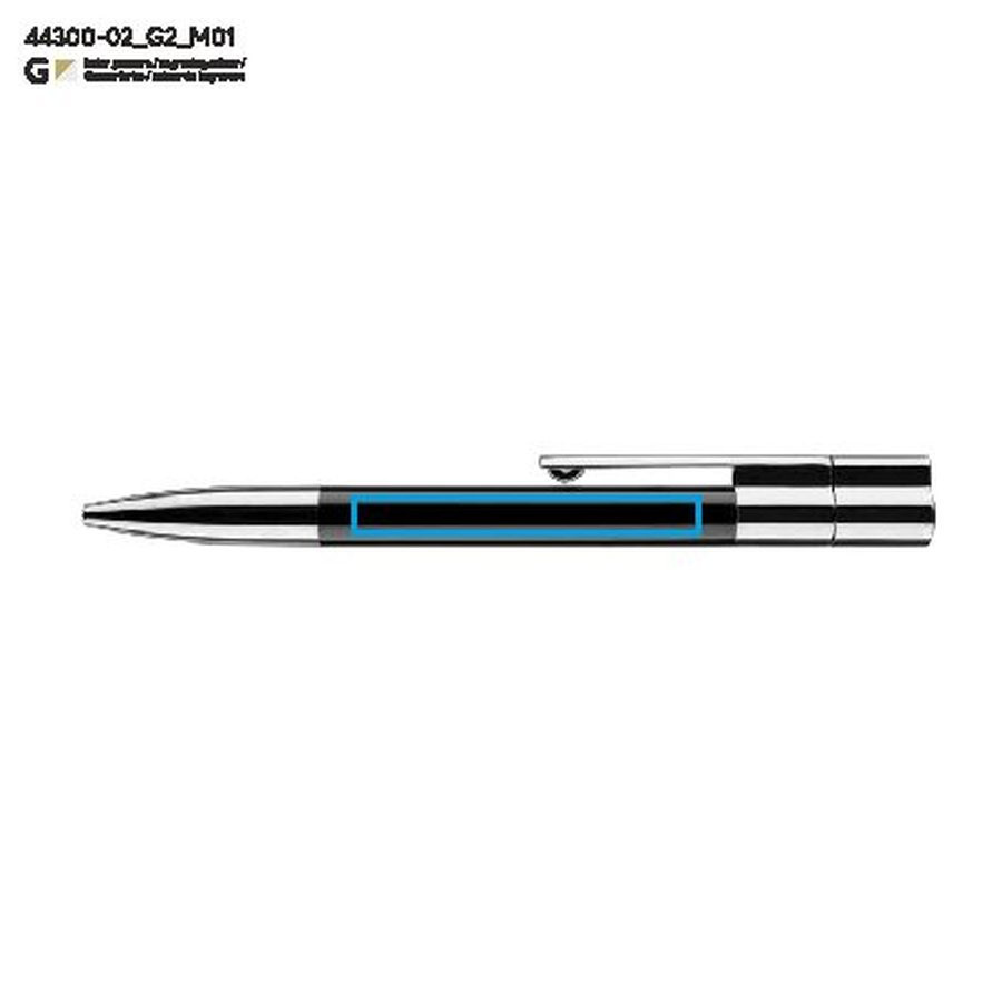 BRAINY – stylo-bille avec clé USB 16 Go: Zone de marquage avant · Gravure laser
