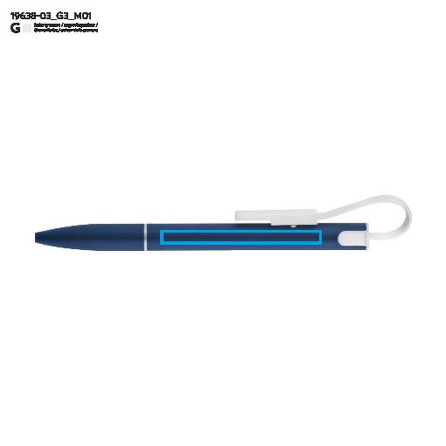CHARGE – stylo-bille avec câble USB: Zone de marquage avant · Gravure laser