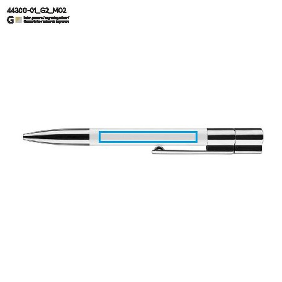 BRAINY – stylo-bille avec clé USB 16 Go: Zone de marquage arrière · Gravure laser