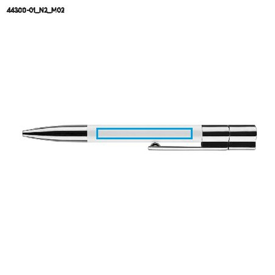 BRAINY – stylo-bille avec clé USB 16 Go: Zone de marquage arrière · Tampographie