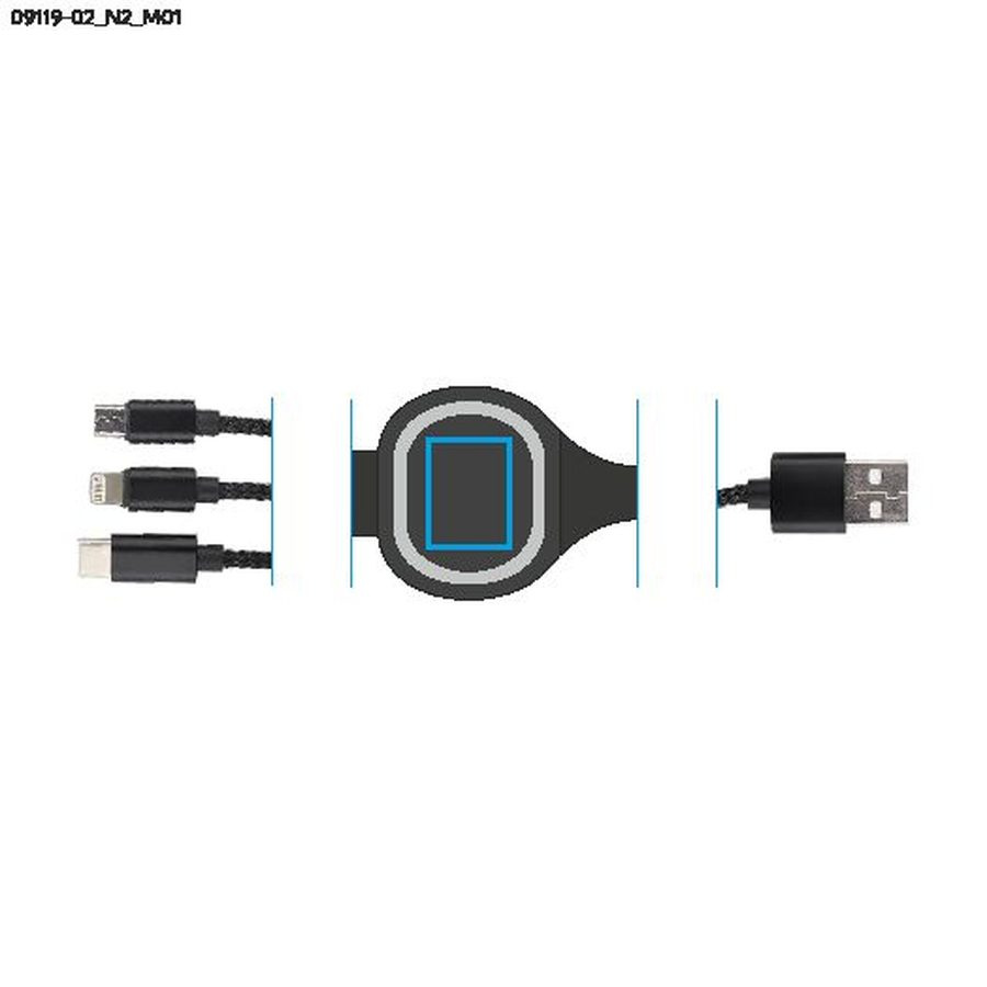LUX – câble USB 3 en 1: Zone de marquage box · Tampographie