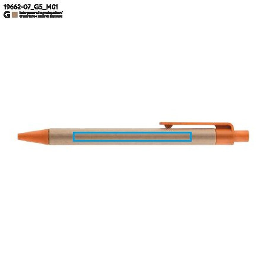 TIKO – stylo-bille en papier: Zone de marquage avant · Gravure laser