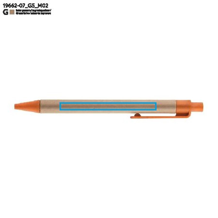 TIKO – stylo-bille en papier: Zone de marquage arrière · Gravure laser