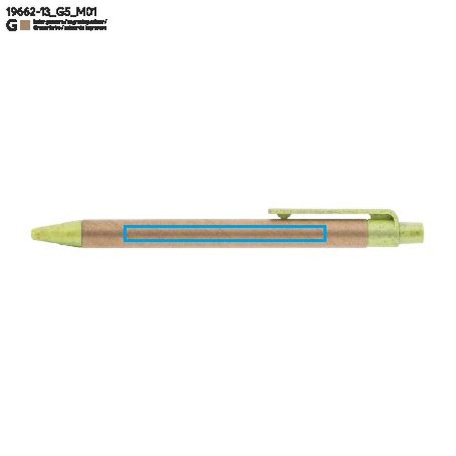TIKO – stylo-bille en papier: Zone de marquage avant · Gravure laser