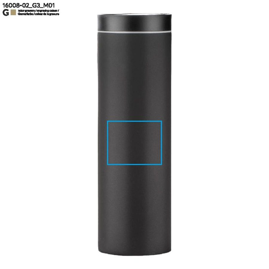 Mug de voyage ROTO 440 ml: Zone de marquage avant · Gravure laser