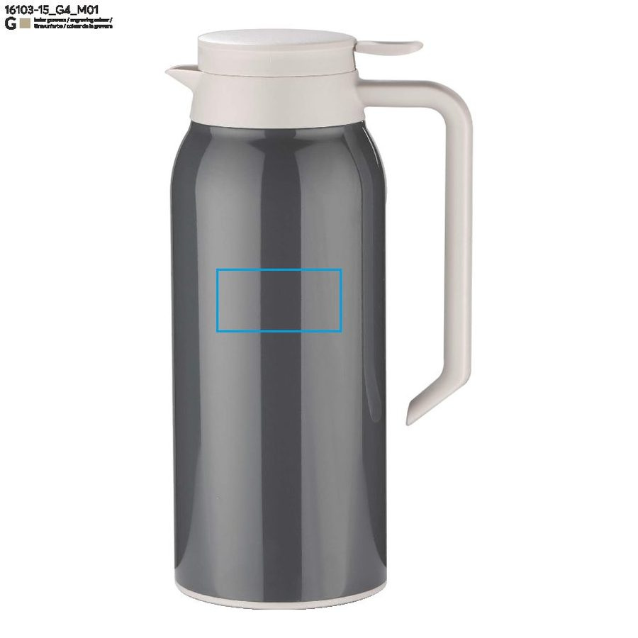 POTTI – pichet isotherme 1300 ml: Zone de marquage avant · Gravure laser
