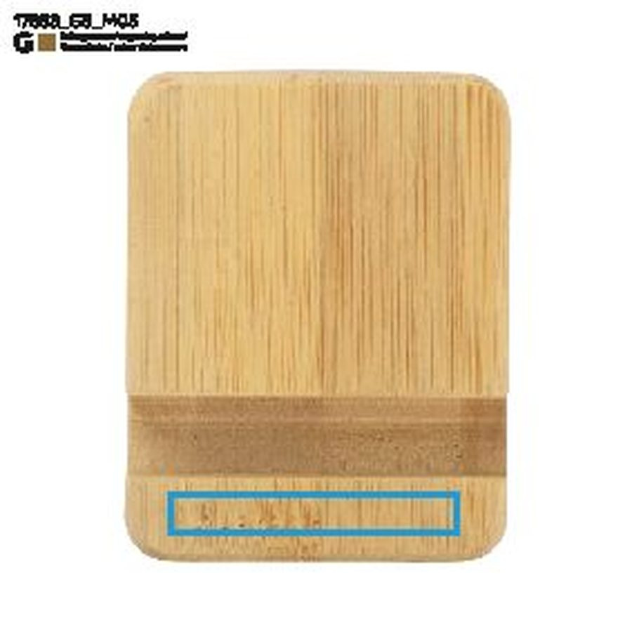 TILE – support pour téléphone en bambou: Zone de marquage bottom · Gravure laser