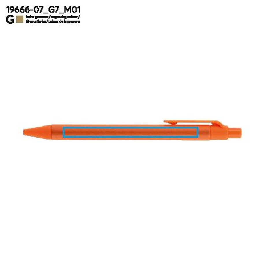 POLI – stylo-bille en papier: Zone de marquage avant · Gravure laser