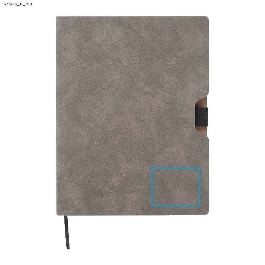BLAKK – carnet A5: Zone de marquage avant · Marquage en creux