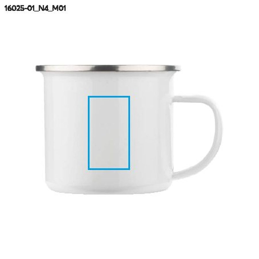 SUBLIM – mug émaillé 380 ml: Zone de marquage avant · Tampographie