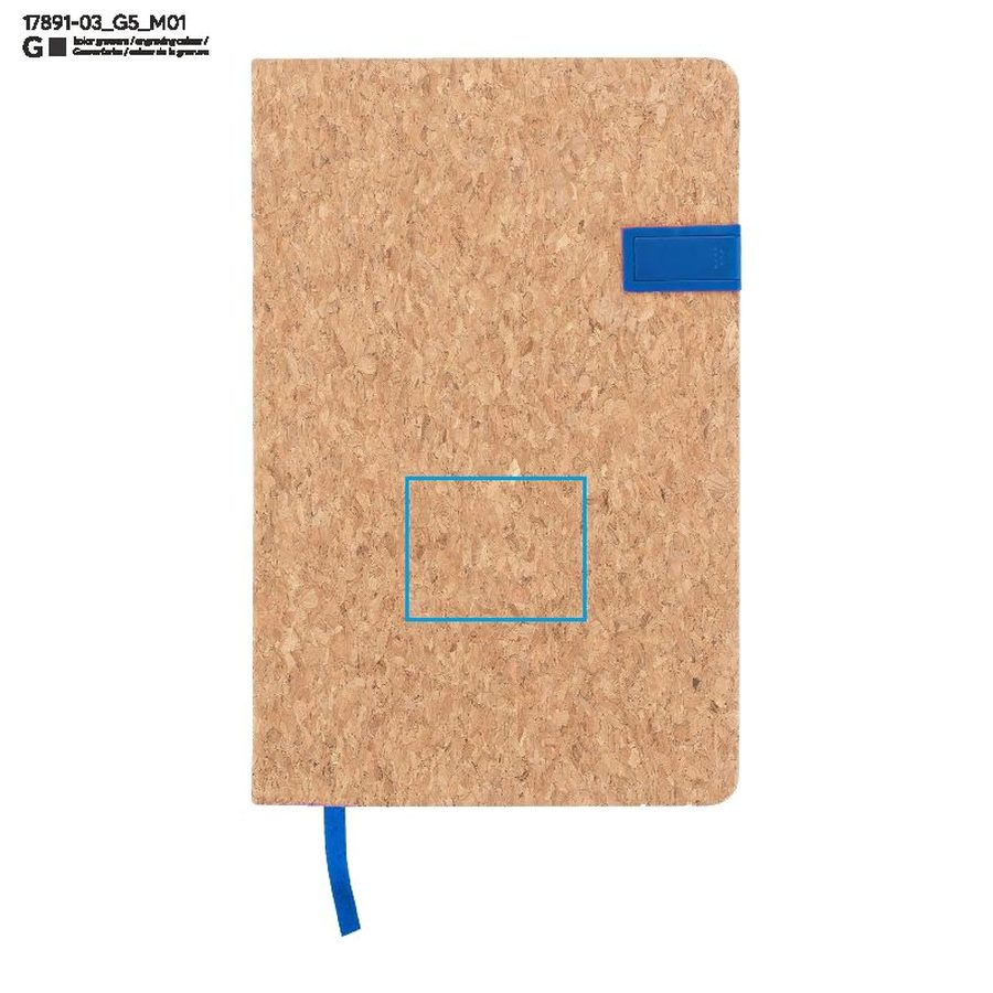 MENTE – carnet A5 avec clé USB 16 Go: Zone de marquage avant · Gravure laser