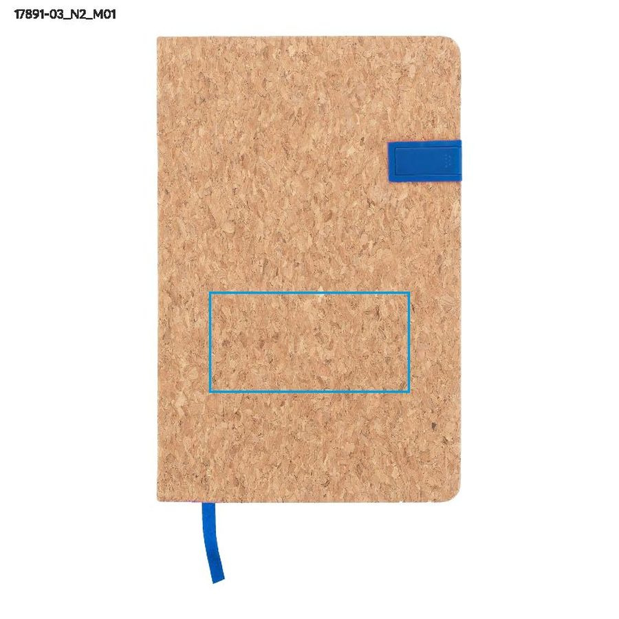 MENTE – carnet A5 avec clé USB 16 Go: Zone de marquage avant · Tampographie