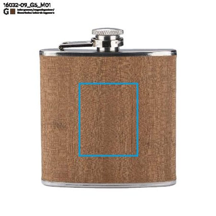 RIDLEY – flasque 200 ml: Zone de marquage avant · Gravure laser
