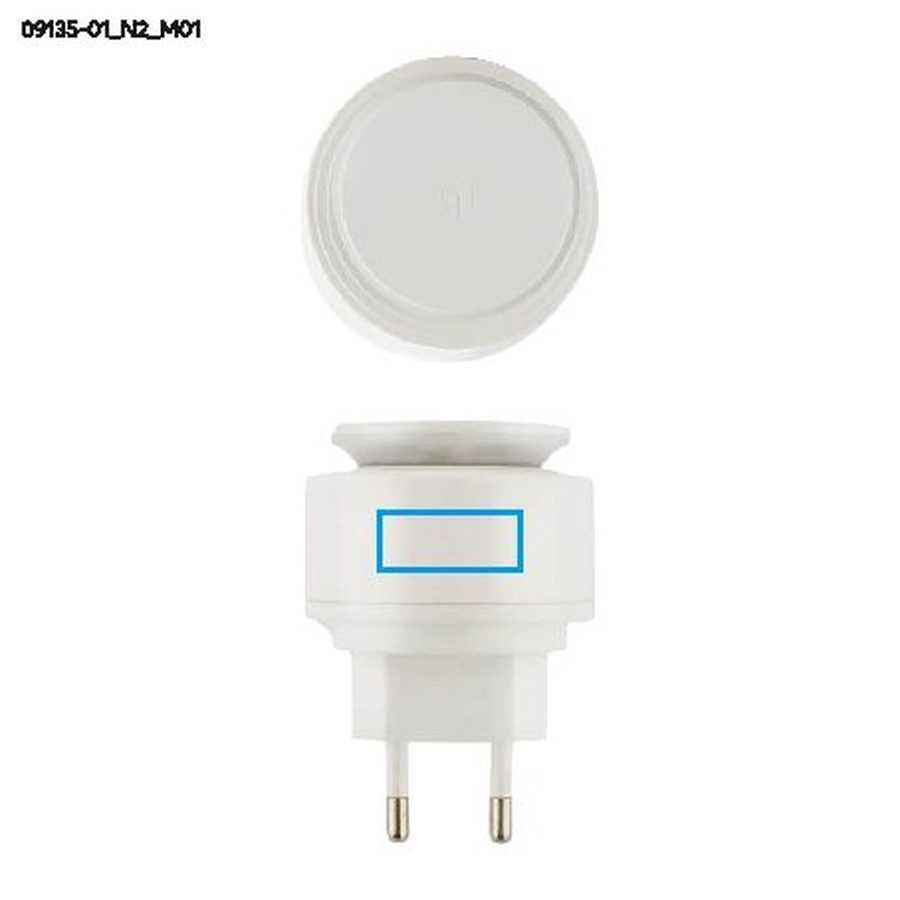 NOTTO – chargeur secteur USB avec veilleuse: Zone de marquage avant · Tampographie