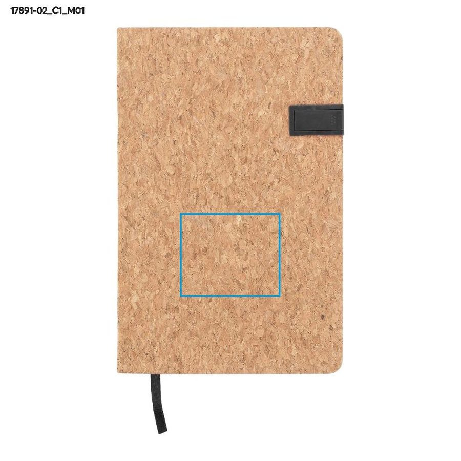 MENTE – carnet A5 avec clé USB 16 Go: Zone de marquage avant · DTF